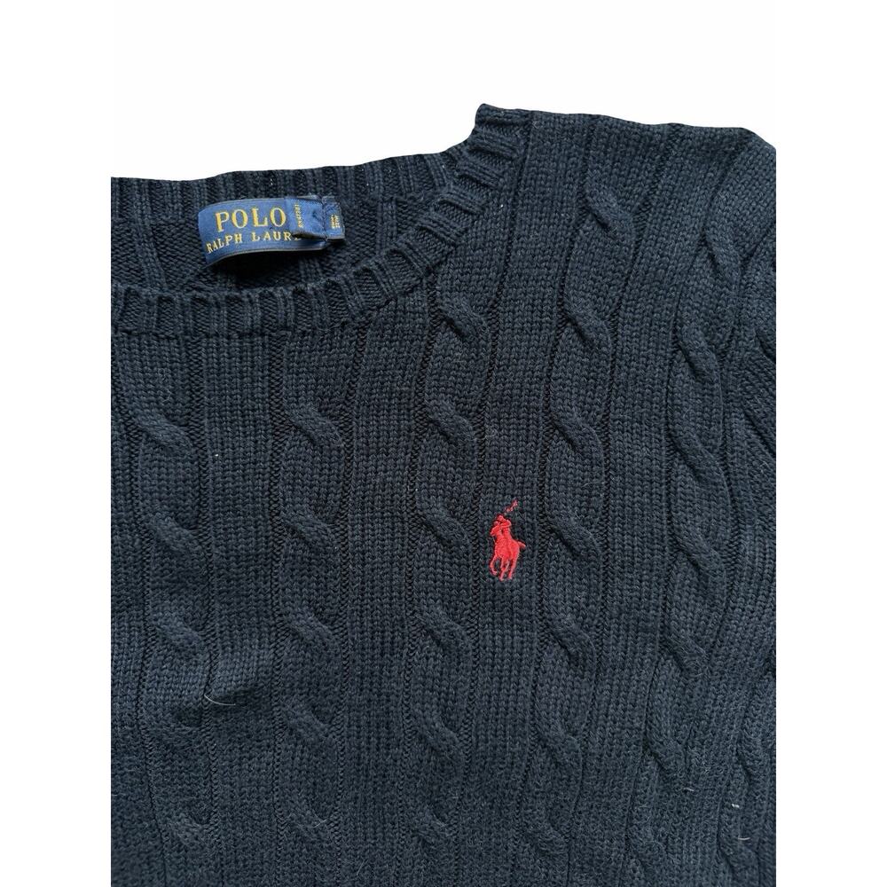 Ralph Lauren Navy Cable Knit Sweater Old Money Aesthetic Size Small - Picture 3 of 8